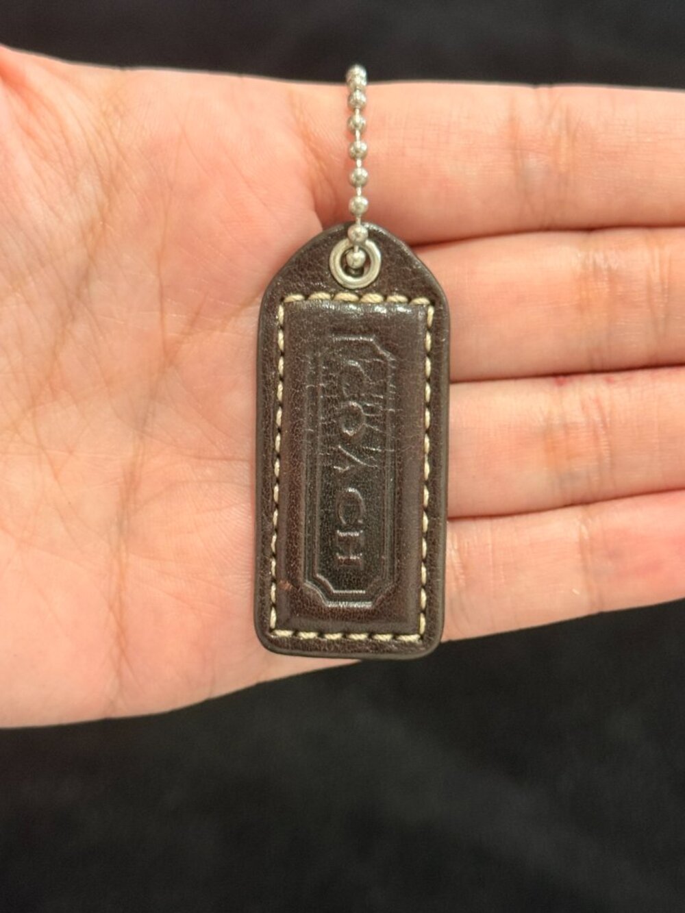 2" Medium Y2K Coach Leather Key Fob Bag Charm Keychain Hang Tag/Hangtag